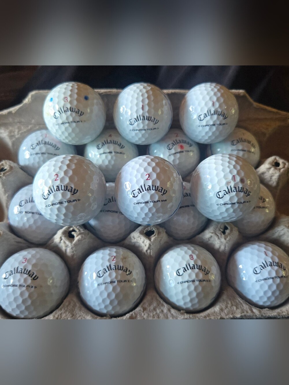 18 Callaway Chrome Tour & Tour X White Triple Track Golf Balls.